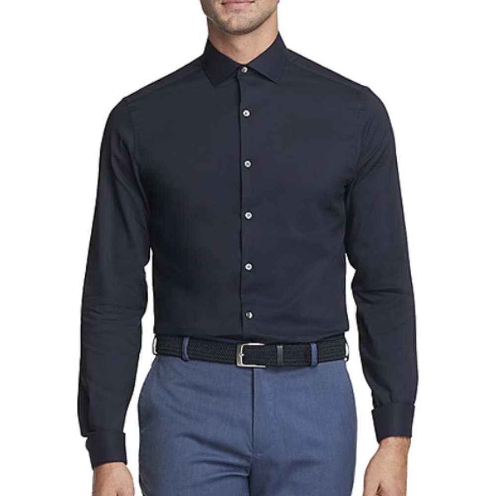 Van Heusen Men's Slim Fit Long Sleeve Dress Shirt - Neck 16 - Navy - NWOT